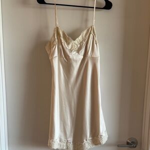 Le Lis Elegant Cream Lace Trim Dress